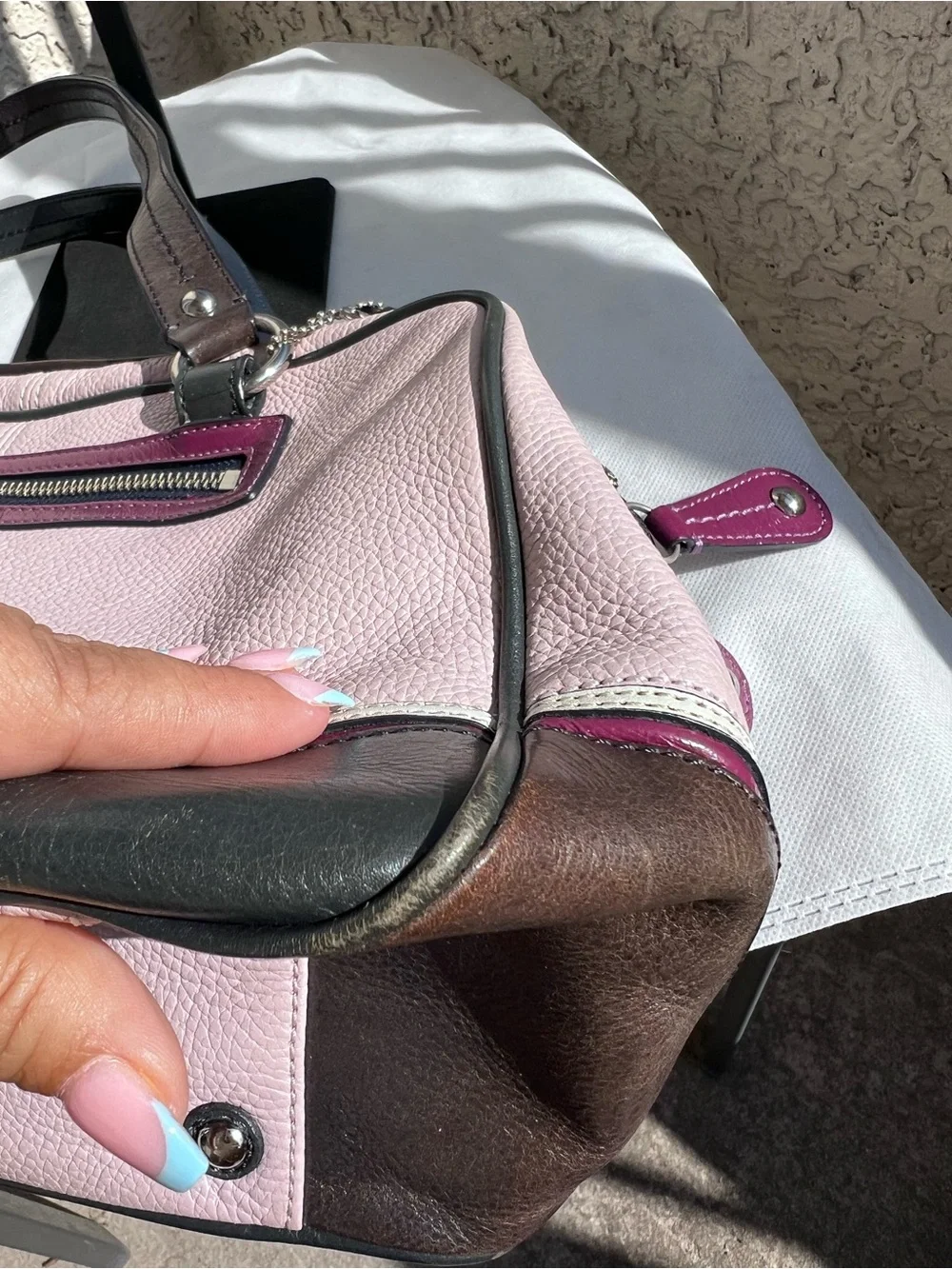 Coach Laura Spectator Pebbled Leather Satchel